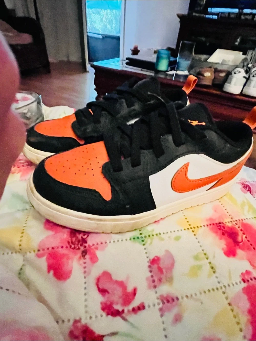 Nike Kids Black and Orange and white Harley Davison colored air  Low-Top Sneaker